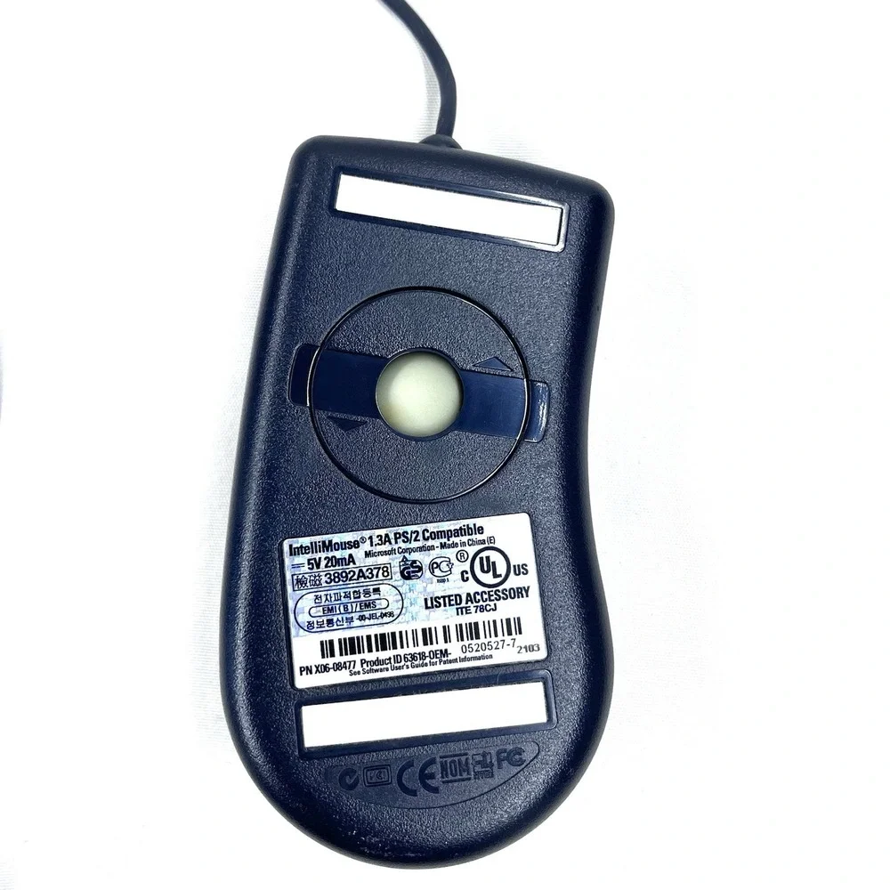 Vintage Microsoft Dell IntelliMouse 1.3A PS/2 Compatible Wired Mouse wheel Black